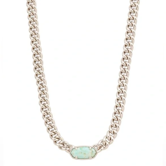 Host Pick 8/22/25! NWT Kendra Scott Silver Grier Pendant Necklace in Sea Green - Picture 1 of 9